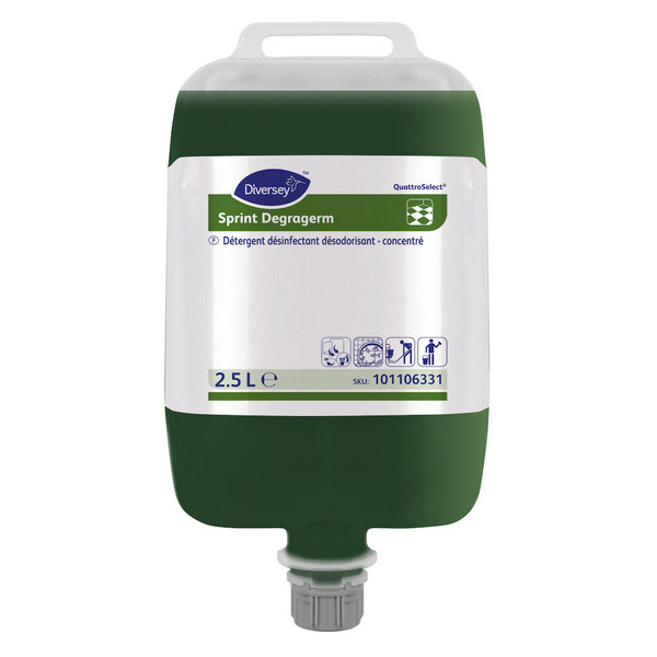Degragerm QS Desinfektionsreiniger parfümiert, grün, flüssig, pH: 11, 2,5 Liter, Konzentrat, über Dosiergerät - Webstar - Hygiene- und Verbrauchsartikel - Medizin- und Pflegeprodukte - Kiosk- und Shopartikel - Fun Food Service - Schweiz - Articles d’hygiène et consommables - Produits médicaux et de soins - Produits de kiosque et de magasin - Fun Food Service - Suisse