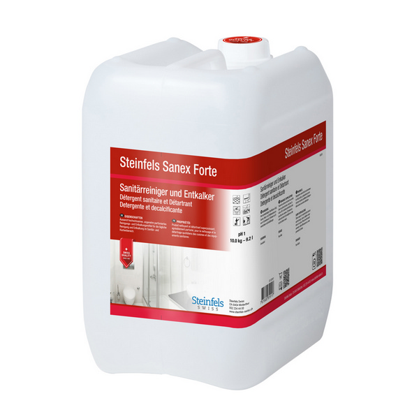 Sanex Forte Entkalker parfümiert, hellrot, flüssig, pH: 0,5, 10 kg, gebrauchsfertig - Webstar - Hygiene- und Verbrauchsartikel - Medizin- und Pflegeprodukte - Kiosk- und Shopartikel - Fun Food Service - Schweiz - Articles d’hygiène et consommables - Produits médicaux et de soins - Produits de kiosque et de magasin - Fun Food Service - Suisse