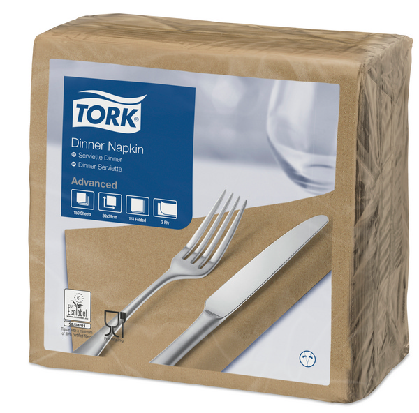 Servietten Tork Advanced 39 x 39 cm, 2-lagig, 1/4 Falzung, biscuit - Webstar - Hygiene- und Verbrauchsartikel - Medizin- und Pflegeprodukte - Kiosk- und Shopartikel - Fun Food Service - Schweiz - Articles d’hygiène et consommables - Produits médicaux et de soins - Produits de kiosque et de magasin - Fun Food Service - Suisse
