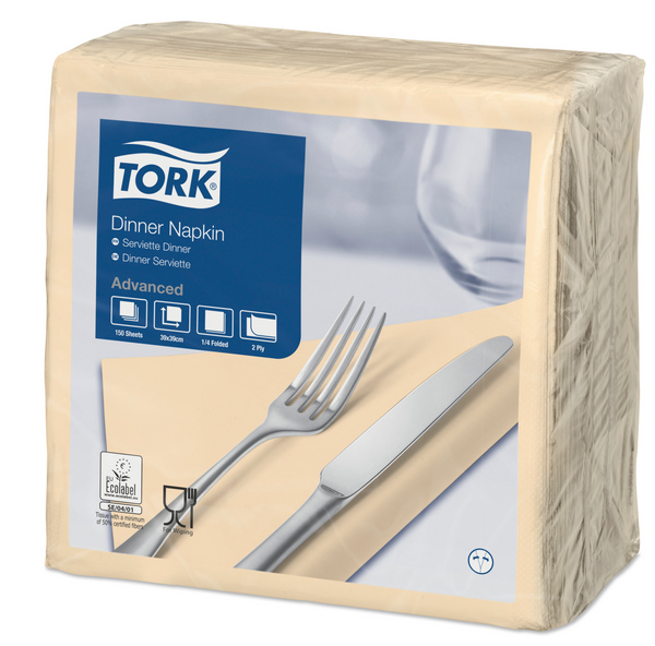 Servietten Tork Advanced 39 x 39 cm, 2-lagig, 1/4 Falzung, sand - Webstar - Hygiene- und Verbrauchsartikel - Medizin- und Pflegeprodukte - Kiosk- und Shopartikel - Fun Food Service - Schweiz - Articles d’hygiène et consommables - Produits médicaux et de soins - Produits de kiosque et de magasin - Fun Food Service - Suisse