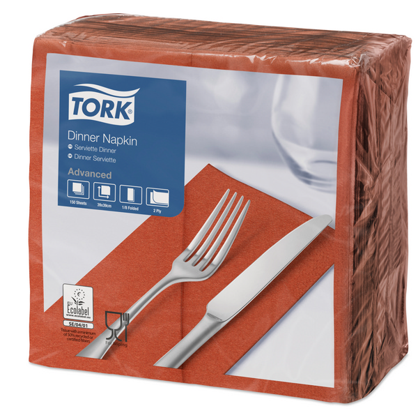 Tork Advanced Servietten 39 × 39 cm, 2-lagig, 1/8-Kopffalz, terracotta - Webstar - Hygiene- und Verbrauchsartikel - Medizin- und Pflegeprodukte - Kiosk- und Shopartikel - Fun Food Service - Schweiz - Articles d’hygiène et consommables - Produits médicaux et de soins - Produits de kiosque et de magasin - Fun Food Service - Suisse
