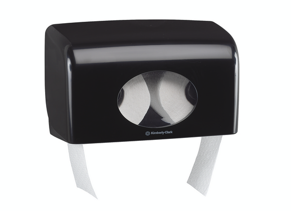 Kimberly-Clark Toilettenpapierspender Aquarius Kleinrollen Kunststoff, H: 180x298x130 mm, mit Sichtfenster, für 2 Kleinrollen, schwarz - Webstar - Hygiene- und Verbrauchsartikel - Medizin- und Pflegeprodukte - Kiosk- und Shopartikel - Fun Food Service - Schweiz - Articles d’hygiène et consommables - Produits médicaux et de soins - Produits de kiosque et de magasin - Fun Food Service - Suisse