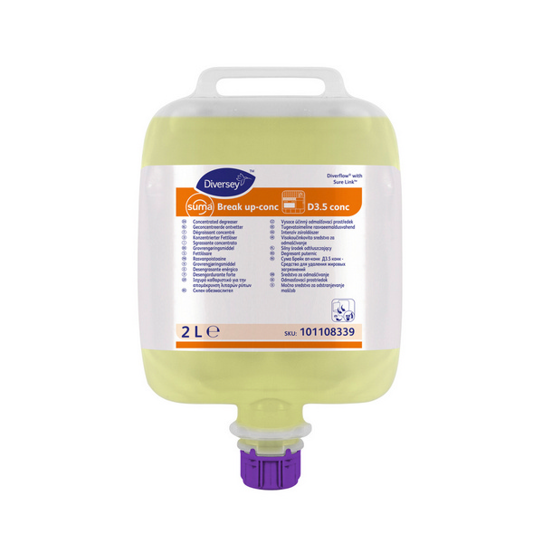 Suma Break up-conc. D3.5 Fettlöser gelb, flüssig, pH: 11, 2 Liter, Konzentrat, Diverflow mit SureLink - Webstar - Hygiene- und Verbrauchsartikel - Medizin- und Pflegeprodukte - Kiosk- und Shopartikel - Fun Food Service - Schweiz - Articles d’hygiène et consommables - Produits médicaux et de soins - Produits de kiosque et de magasin - Fun Food Service - Suisse