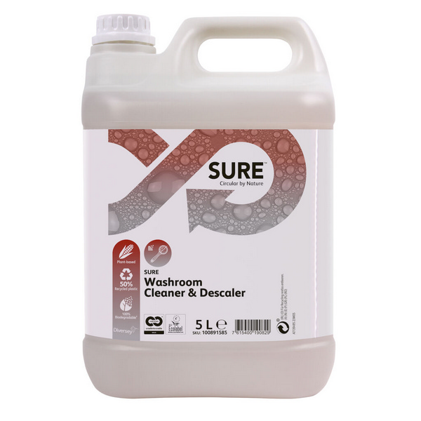 SURE Washroom Cleaner & Descaler Sanitärreiniger gelblich, flüssig, pH: 2, biologisch abbaubar, auf Pflanzen basierend, 5 Liter, Konzentrat - Webstar - Hygiene- und Verbrauchsartikel - Medizin- und Pflegeprodukte - Kiosk- und Shopartikel - Fun Food Service - Schweiz - Articles d’hygiène et consommables - Produits médicaux et de soins - Produits de kiosque et de magasin - Fun Food Service - Suisse