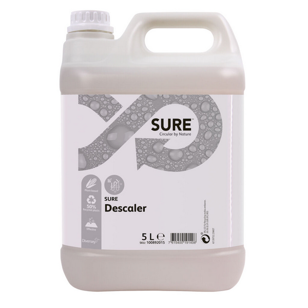 SURE Descaler Entkalker parfümfrei, ohne Farbstoffe, blassgelb, flüssig, pH: 2,2, umweltschonend, biologisch abbaubar, 5 Liter, Konzentrat - Webstar - Hygiene- und Verbrauchsartikel - Medizin- und Pflegeprodukte - Kiosk- und Shopartikel - Fun Food Service - Schweiz - Articles d’hygiène et consommables - Produits médicaux et de soins - Produits de kiosque et de magasin - Fun Food Service - Suisse