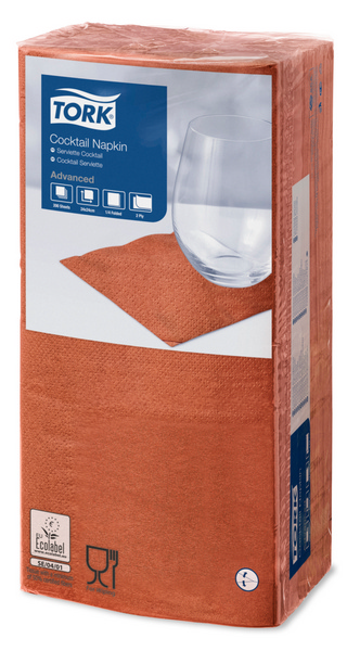 Tork Advanced Cocktail-Servietten 24 × 24 cm, 2-lagig, 1/4-Falzung, terracotta - Webstar - Hygiene- und Verbrauchsartikel - Medizin- und Pflegeprodukte - Kiosk- und Shopartikel - Fun Food Service - Schweiz - Articles d’hygiène et consommables - Produits médicaux et de soins - Produits de kiosque et de magasin - Fun Food Service - Suisse