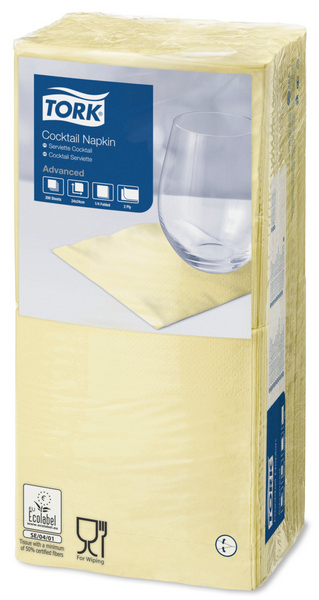 Tork Advanced Cocktail-Servietten 24 × 24 cm, 2-lagig, 1/4-Falzung, champagner - Webstar - Hygiene- und Verbrauchsartikel - Medizin- und Pflegeprodukte - Kiosk- und Shopartikel - Fun Food Service - Schweiz - Articles d’hygiène et consommables - Produits médicaux et de soins - Produits de kiosque et de magasin - Fun Food Service - Suisse
