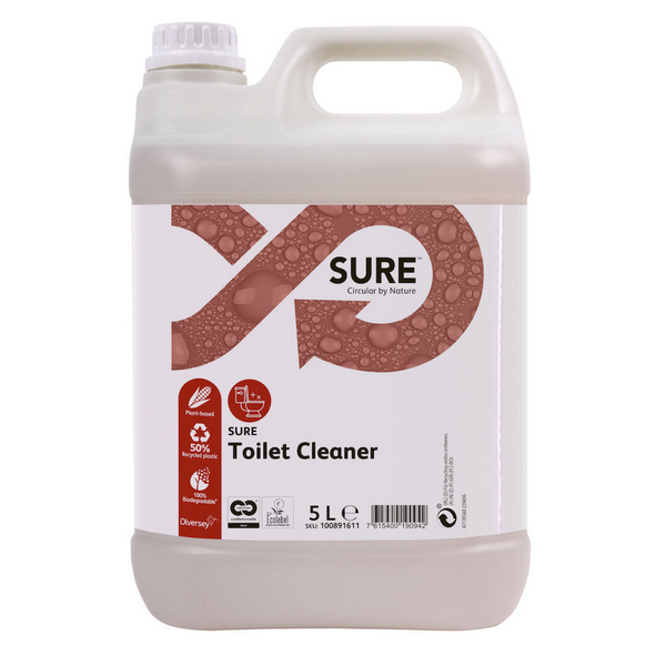 SURE Toilet Cleaner Toilettenreiniger parfümfrei, gelb, flüssig, pH: 3, umweltschonend, biologisch abbaubar, ohne Farbstoffe, 5 Liter, gebrauchsfertig - Webstar - Hygiene- und Verbrauchsartikel - Medizin- und Pflegeprodukte - Kiosk- und Shopartikel - Fun Food Service - Schweiz - Articles d’hygiène et consommables - Produits médicaux et de soins - Produits de kiosque et de magasin - Fun Food Service - Suisse