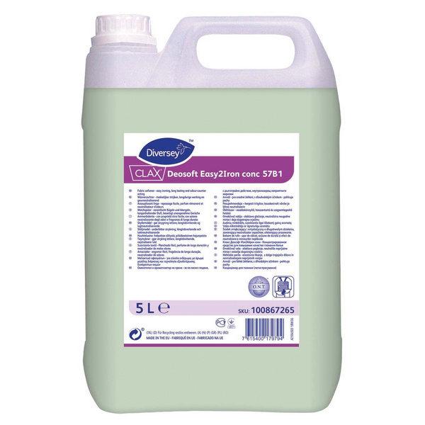 Clax Deosoft Easy2Iron conc 57B1 Weichspüler parfümiert, grün, flüssig, pH: 3, biologisch abbaubar, 5 Liter - Webstar - Hygiene- und Verbrauchsartikel - Medizin- und Pflegeprodukte - Kiosk- und Shopartikel - Fun Food Service - Schweiz - Articles d’hygiène et consommables - Produits médicaux et de soins - Produits de kiosque et de magasin - Fun Food Service - Suisse