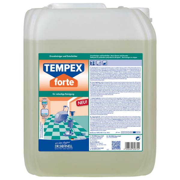 TEMPEX FORTE Grundreiniger und Entschichter farblos, flüssig, pH 10,3, 10 Liter, Konzentrat - Webstar - Hygiene- und Verbrauchsartikel - Medizin- und Pflegeprodukte - Kiosk- und Shopartikel - Fun Food Service - Schweiz - Articles d’hygiène et consommables - Produits médicaux et de soins - Produits de kiosque et de magasin - Fun Food Service - Suisse