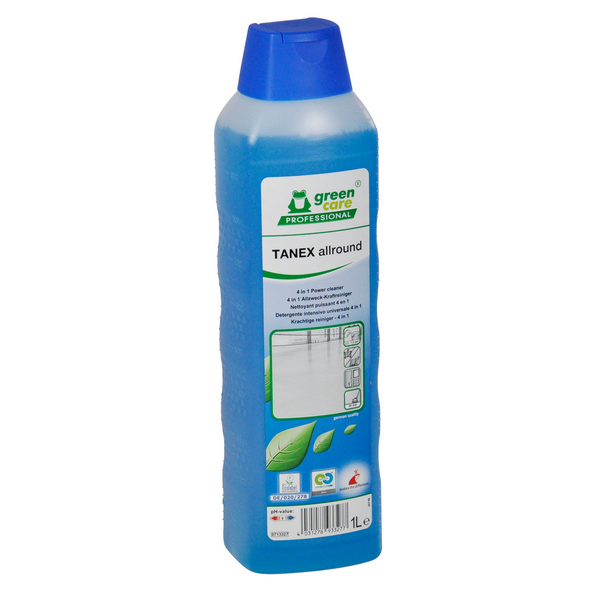 Tanex Allround 4 in 1 Allzweckreiniger blau, flüssig, pH: 9,1, umweltschonend, biologisch abbaubar, 1 Liter, Konzentrat - Webstar - Hygiene- und Verbrauchsartikel - Medizin- und Pflegeprodukte - Kiosk- und Shopartikel - Fun Food Service - Schweiz - Articles d’hygiène et consommables - Produits médicaux et de soins - Produits de kiosque et de magasin - Fun Food Service - Suisse