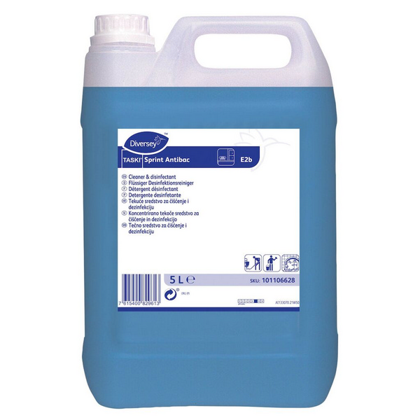 TASKI Sprint Antibac E2b Desinfektionsreiniger parfümiert, blau, flüssig, pH: 11, 5 Liter, Konzentrat - Webstar - Hygiene- und Verbrauchsartikel - Medizin- und Pflegeprodukte - Kiosk- und Shopartikel - Fun Food Service - Schweiz - Articles d’hygiène et consommables - Produits médicaux et de soins - Produits de kiosque et de magasin - Fun Food Service - Suisse