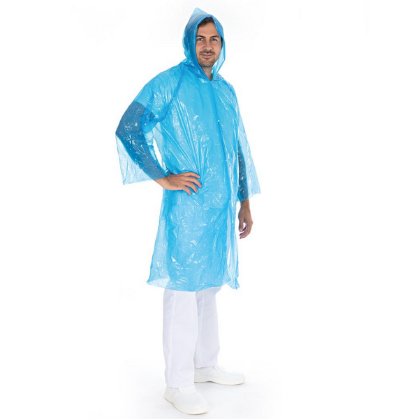 HYGONORM Besucherkittel PE mit Kapuze mit Druckknöpfen blau, einzeln unterverpackt, L: 120 cm U: 150 cm - Webstar - Hygiene- und Verbrauchsartikel - Medizin- und Pflegeprodukte - Kiosk- und Shopartikel - Fun Food Service - Schweiz - Articles d’hygiène et consommables - Produits médicaux et de soins - Produits de kiosque et de magasin - Fun Food Service - Suisse