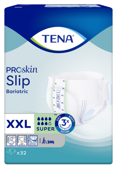 TENA Slip Super Bariatric XX-Large FeelDry für ein absolut trockenes Gefühl, Hüfte 163 - 178 cm, grau, 2 × 32 Stück - Webstar - Hygiene- und Verbrauchsartikel - Medizin- und Pflegeprodukte - Kiosk- und Shopartikel - Fun Food Service - Schweiz - Articles d’hygiène et consommables - Produits médicaux et de soins - Produits de kiosque et de magasin - Fun Food Service - Suisse