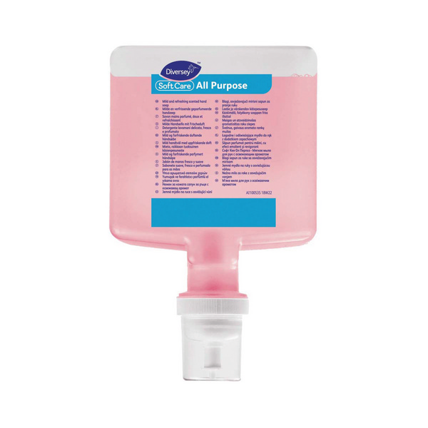 Soft Care All Purpose Flüssigseife Blumenduft, rosa, pH: 7, 1,3 Liter, gebrauchsfertig - Webstar - Hygiene- und Verbrauchsartikel - Medizin- und Pflegeprodukte - Kiosk- und Shopartikel - Fun Food Service - Schweiz - Articles d’hygiène et consommables - Produits médicaux et de soins - Produits de kiosque et de magasin - Fun Food Service - Suisse