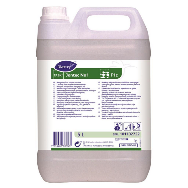 TASKI Jontec No. 1 F1c Bodenreiniger parfümiert, gelb, flüssig, pH: >12, biologisch abbaubar, 5 Liter, Konzentrat - Webstar - Hygiene- und Verbrauchsartikel - Medizin- und Pflegeprodukte - Kiosk- und Shopartikel - Fun Food Service - Schweiz - Articles d’hygiène et consommables - Produits médicaux et de soins - Produits de kiosque et de magasin - Fun Food Service - Suisse