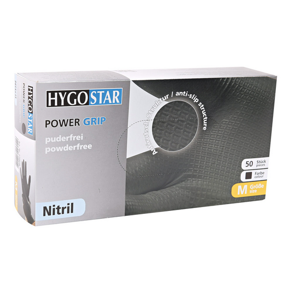 HYGOSTAR POWER GRIP Einweghandschuhe Nitril, schwarz, puderfrei, unsteril, Gr. M - Webstar - Hygiene- und Verbrauchsartikel - Medizin- und Pflegeprodukte - Kiosk- und Shopartikel - Fun Food Service - Schweiz - Articles d’hygiène et consommables - Produits médicaux et de soins - Produits de kiosque et de magasin - Fun Food Service - Suisse