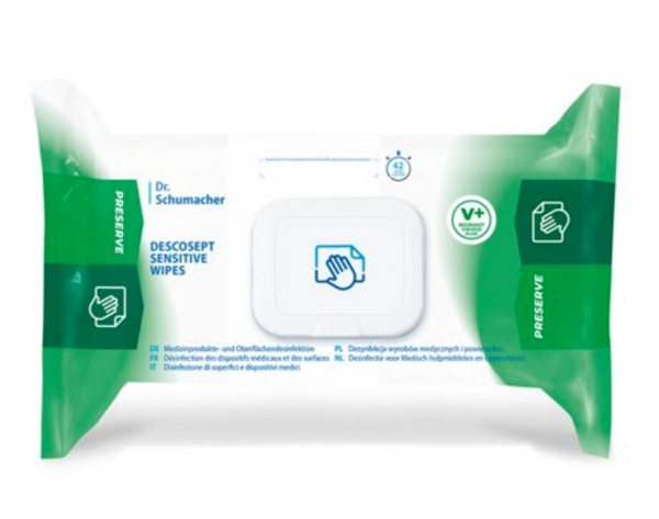 Descosept Sensitive Wipes Desinfektionstücher parfümiert, getränkt, weiss, pH: 10 - 11,4, alkoholhaltig, Pack à 60 Tücher - Webstar - Hygiene- und Verbrauchsartikel - Medizin- und Pflegeprodukte - Kiosk- und Shopartikel - Fun Food Service - Schweiz - Articles d’hygiène et consommables - Produits médicaux et de soins - Produits de kiosque et de magasin - Fun Food Service - Suisse
