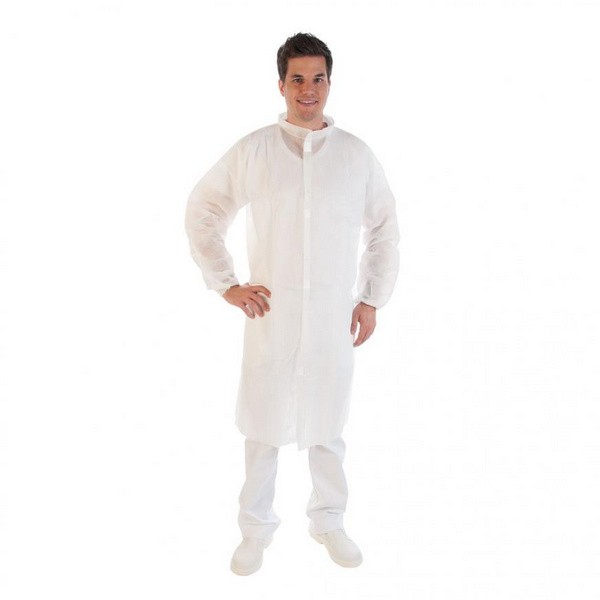 Besucherkittel Light PP-Vlies XXXL weiss, 25g/m2 115cm Länge 150cm Um Klettverschluss - Webstar - Hygiene- und Verbrauchsartikel - Medizin- und Pflegeprodukte - Articles d’hygiène et consommables - Produits médicaux et de soins