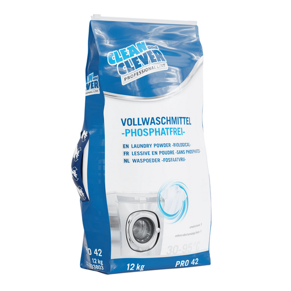 CLEAN and CLEVER Vollwaschmittel PRO 42 parfümiert, weiss, pulverförmig, pH: 10,5, phosphatfrei, 20 kg - Webstar - Hygiene- und Verbrauchsartikel - Medizin- und Pflegeprodukte - Kiosk- und Shopartikel - Fun Food Service - Schweiz - Articles d’hygiène et consommables - Produits médicaux et de soins - Produits de kiosque et de magasin - Fun Food Service - Suisse