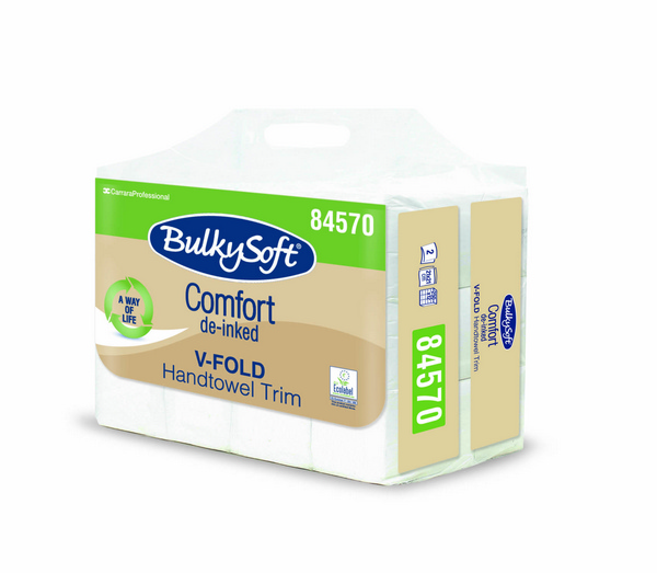 Bulkysoft Comfort Handtuch V-Falzung, Recycling, 2-lagig, weiss, 21 × 21 cm, Tiefe gefaltet 10,5 cm, 250 Blatt - Webstar - Hygiene- und Verbrauchsartikel - Medizin- und Pflegeprodukte - Kiosk- und Shopartikel - Fun Food Service - Schweiz - Articles d’hygiène et consommables - Produits médicaux et de soins - Produits de kiosque et de magasin - Fun Food Service - Suisse