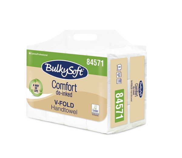 Bulkysoft Comfort Handtuch V-Falzung, Recycling, 2-lagig, weiss, 24 × 21 cm, Tiefe gefaltet 10,5 cm, 250 Blatt - Webstar - Hygiene- und Verbrauchsartikel - Medizin- und Pflegeprodukte - Kiosk- und Shopartikel - Fun Food Service - Schweiz - Articles d’hygiène et consommables - Produits médicaux et de soins - Produits de kiosque et de magasin - Fun Food Service - Suisse