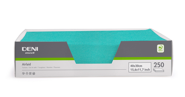 Deni meet Tischset Airlaid, 30 × 40 cm, acqua - Webstar - Hygiene- und Verbrauchsartikel - Medizin- und Pflegeprodukte - Kiosk- und Shopartikel - Fun Food Service - Schweiz - Articles d’hygiène et consommables - Produits médicaux et de soins - Produits de kiosque et de magasin - Fun Food Service - Suisse