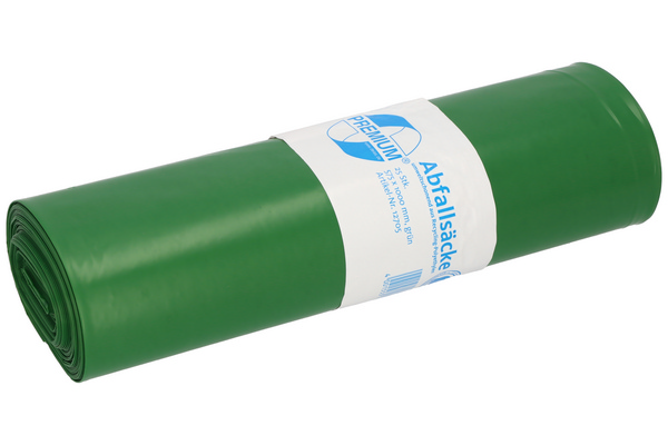 Kehrichtsäcke Premium ohne Verschlussband 70 Liter, LD-PE, grün, 575 × 1000 mm, 0,06mm, 25 Säcke pro Rolle - Webstar - Hygiene- und Verbrauchsartikel - Medizin- und Pflegeprodukte - Kiosk- und Shopartikel - Fun Food Service - Schweiz - Articles d’hygiène et consommables - Produits médicaux et de soins - Produits de kiosque et de magasin - Fun Food Service - Suisse
