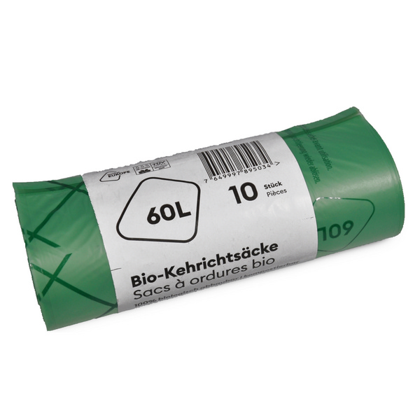 Kehrichtsäcke Compobag mit Schlaufenverschluss 60 Liter, grün, 310 / 310 × 950 + 140 mm, 0,025 mm, Rolle à 10 Säcke - Webstar - Hygiene- und Verbrauchsartikel - Medizin- und Pflegeprodukte - Kiosk- und Shopartikel - Fun Food Service - Schweiz - Articles d’hygiène et consommables - Produits médicaux et de soins - Produits de kiosque et de magasin - Fun Food Service - Suisse