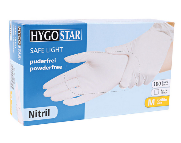 HYGOSTAR SAFE LIGHT Handschuhe Nitril, weiss, puderrfrei, unsteril, Gr. M - Webstar - Hygiene- und Verbrauchsartikel - Medizin- und Pflegeprodukte - Kiosk- und Shopartikel - Fun Food Service - Schweiz - Articles d’hygiène et consommables - Produits médicaux et de soins - Produits de kiosque et de magasin - Fun Food Service - Suisse