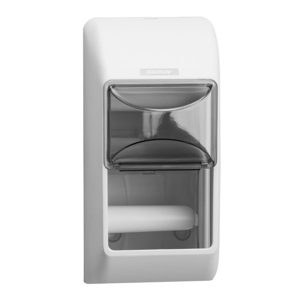 Katrin Spender Toilettenpapier Kleinrollen ABS-Kunststoff, 145 × 145 × 300 mm, für 2 Kleinrollen, weiss - Webstar - Hygiene- und Verbrauchsartikel - Medizin- und Pflegeprodukte - Kiosk- und Shopartikel - Fun Food Service - Schweiz - Articles d’hygiène et consommables - Produits médicaux et de soins - Produits de kiosque et de magasin - Fun Food Service - Suisse
