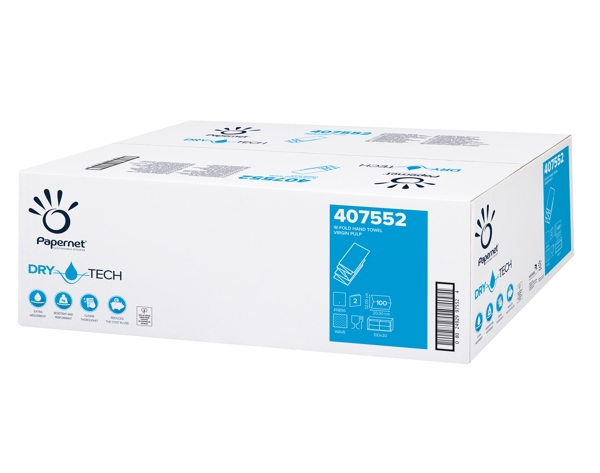 Papernet Handtuch DryTech W-Falzung, Zellstoff, 2-lagig, weiss, 20,3 × 32 cm, Tiefe gefaltet 8 cm, 100 Blatt - Webstar - Hygiene- und Verbrauchsartikel - Medizin- und Pflegeprodukte - Kiosk- und Shopartikel - Fun Food Service - Schweiz - Articles d’hygiène et consommables - Produits médicaux et de soins - Produits de kiosque et de magasin - Fun Food Service - Suisse