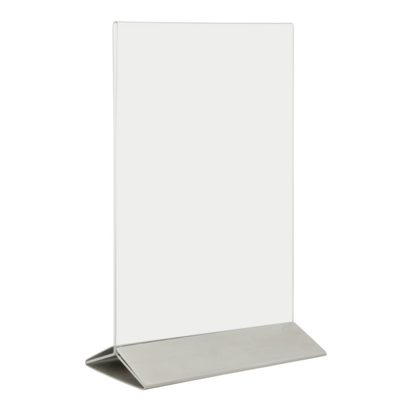 Tischsteller Acrylglas, mit Edelstahlfuss, A5, 24,3 × 15 × 7,4 cm - Webstar - Hygiene- und Verbrauchsartikel - Medizin- und Pflegeprodukte - Kiosk- und Shopartikel - Fun Food Service - Schweiz - Articles d’hygiène et consommables - Produits médicaux et de soins - Produits de kiosque et de magasin - Fun Food Service - Suisse