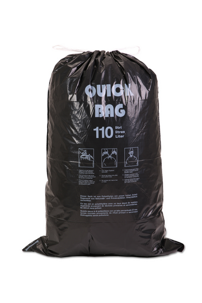 Kehrichtsäcke mit Zugband 110 Liter, LD-PE, schwarz, Recycling, 700 × 1000 mm, 0,035 mm, Rolle à 10 Säcke - Webstar - Hygiene- und Verbrauchsartikel - Medizin- und Pflegeprodukte - Kiosk- und Shopartikel - Fun Food Service - Schweiz - Articles d’hygiène et consommables - Produits médicaux et de soins - Produits de kiosque et de magasin - Fun Food Service - Suisse