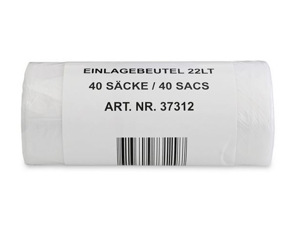 Einlagebeutel mit Verschlussband 22 Liter, HD-PE, transparent, 250 / 250 × 560 mm, 0,008 mm, Rolle à 40 Säcke - Webstar - Hygiene- und Verbrauchsartikel - Medizin- und Pflegeprodukte - Kiosk- und Shopartikel - Fun Food Service - Schweiz - Articles d’hygiène et consommables - Produits médicaux et de soins - Produits de kiosque et de magasin - Fun Food Service - Suisse
