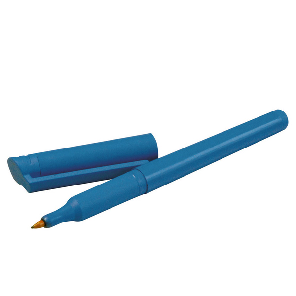 Folienmarker 14 cm detektierbar blau,wasserfest schwarze Schrift -20 bis + 60 Grad