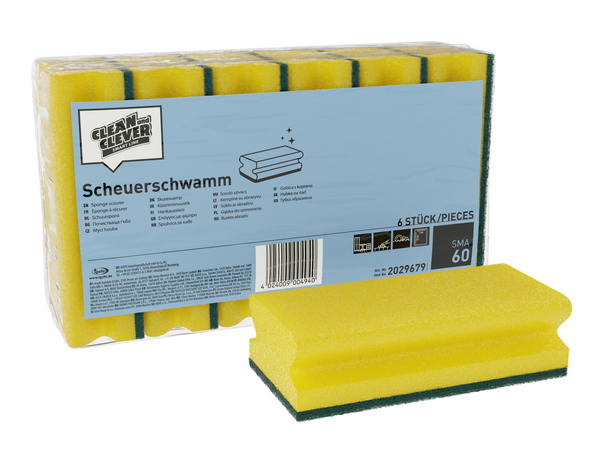 CLEAN and CLEVER Scheuerschwamm SMA 60 gelb / grün, gross, 15 × 7 × 4,5 cm - Webstar - Hygiene- und Verbrauchsartikel - Medizin- und Pflegeprodukte - Kiosk- und Shopartikel - Fun Food Service - Schweiz - Articles d’hygiène et consommables - Produits médicaux et de soins - Produits de kiosque et de magasin - Fun Food Service - Suisse