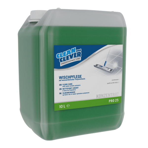 CLEAN and CLEVER Wischpflege PRO 25 frischer Duft, grün, flüssig, pH: 8,4, 10 Liter, Konzentrat - Webstar - Hygiene- und Verbrauchsartikel - Medizin- und Pflegeprodukte - Kiosk- und Shopartikel - Fun Food Service - Schweiz - Articles d’hygiène et consommables - Produits médicaux et de soins - Produits de kiosque et de magasin - Fun Food Service - Suisse