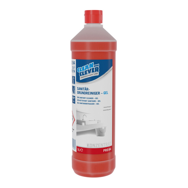 CLEAN and CLEVER Sanitärgrundreiniger-Gel PRO 84 rot, flüssig, pH: 0,6, 12 × 1 Liter, Konzentrat - Webstar - Hygiene- und Verbrauchsartikel - Medizin- und Pflegeprodukte - Kiosk- und Shopartikel - Fun Food Service - Schweiz - Articles d’hygiène et consommables - Produits médicaux et de soins - Produits de kiosque et de magasin - Fun Food Service - Suisse