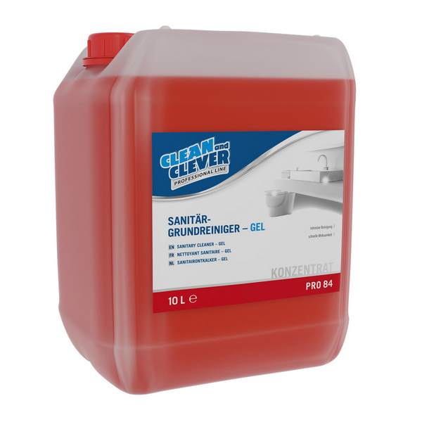 CLEAN and CLEVER Sanitärgrundreiniger-Gel PRO 84 rot, flüssig, pH: 0,6, 10 Liter, Konzentrat - Webstar - Hygiene- und Verbrauchsartikel - Medizin- und Pflegeprodukte - Kiosk- und Shopartikel - Fun Food Service - Schweiz - Articles d’hygiène et consommables - Produits médicaux et de soins - Produits de kiosque et de magasin - Fun Food Service - Suisse