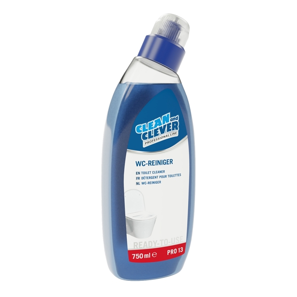 CLEAN and CLEVER WC-Reiniger PRO 13 parfümiert, blau, flüssig, pH: 2,2, 10 × 750 ml, gebrauchsfertig - Webstar - Hygiene- und Verbrauchsartikel - Medizin- und Pflegeprodukte - Kiosk- und Shopartikel - Fun Food Service - Schweiz - Articles d’hygiène et consommables - Produits médicaux et de soins - Produits de kiosque et de magasin - Fun Food Service - Suisse
