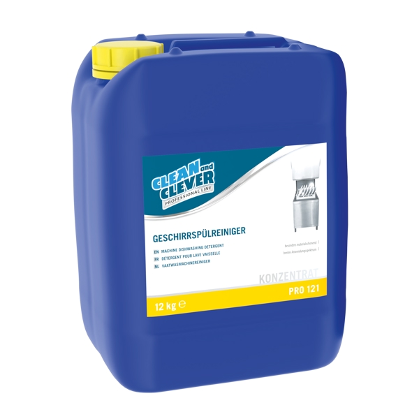 CLEAN and CLEVER Geschirrspülreiniger PRO 121 hellgelb, flüssig, pH: >12,5, 12 kg, Konzentrat - Webstar - Hygiene- und Verbrauchsartikel - Medizin- und Pflegeprodukte - Kiosk- und Shopartikel - Fun Food Service - Schweiz - Articles d’hygiène et consommables - Produits médicaux et de soins - Produits de kiosque et de magasin - Fun Food Service - Suisse