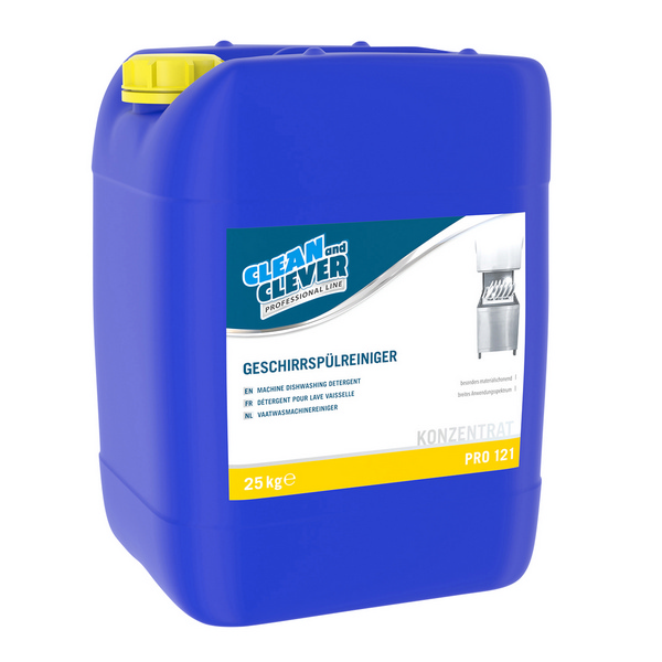 CLEAN and CLEVER Geschirrspülreiniger PRO 121 hellgelb, flüssig, pH: >12,5, 25 kg, Konzentrat - Webstar - Hygiene- und Verbrauchsartikel - Medizin- und Pflegeprodukte - Kiosk- und Shopartikel - Fun Food Service - Schweiz - Articles d’hygiène et consommables - Produits médicaux et de soins - Produits de kiosque et de magasin - Fun Food Service - Suisse