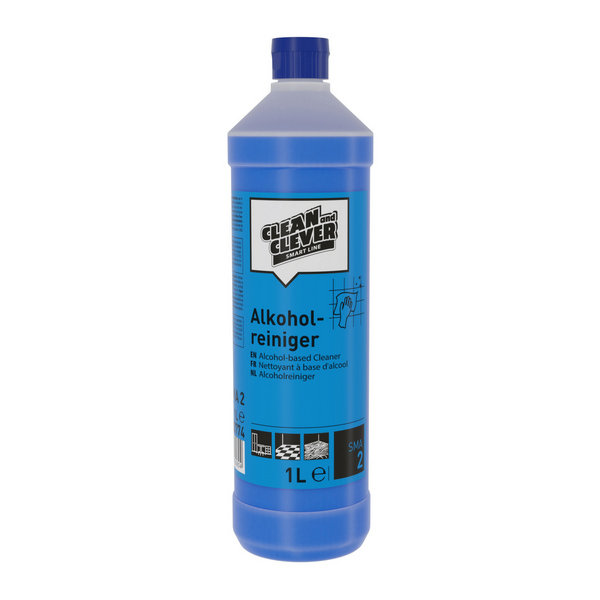 CLEAN and CLEVER Alkoholreiniger SMA 2 blau, flüssig, pH: 10,5, alkoholhaltig, 12 × 1 Liter, gebrauchsfertig - Webstar - Hygiene- und Verbrauchsartikel - Medizin- und Pflegeprodukte - Kiosk- und Shopartikel - Fun Food Service - Schweiz - Articles d’hygiène et consommables - Produits médicaux et de soins - Produits de kiosque et de magasin - Fun Food Service - Suisse