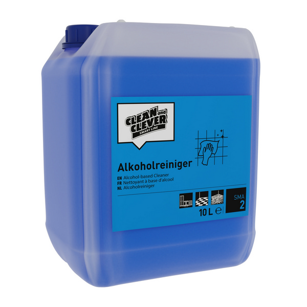 CLEAN and CLEVER Alkoholreiniger SMA 2 blau, flüssig, pH: 10,5, alkoholhaltig, 10 Liter, Konzentrat - Webstar - Hygiene- und Verbrauchsartikel - Medizin- und Pflegeprodukte - Kiosk- und Shopartikel - Fun Food Service - Schweiz - Articles d’hygiène et consommables - Produits médicaux et de soins - Produits de kiosque et de magasin - Fun Food Service - Suisse