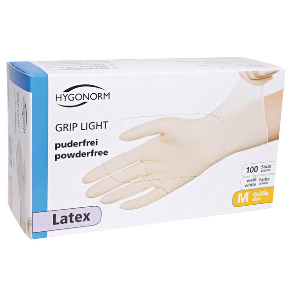 HYGONORM Grip Light Einweghandschuhe Latex, weiss, puderfrei, 240 mm, Gr. L - Webstar - Hygiene- und Verbrauchsartikel - Medizin- und Pflegeprodukte - Kiosk- und Shopartikel - Fun Food Service - Schweiz - Articles d’hygiène et consommables - Produits médicaux et de soins - Produits de kiosque et de magasin - Fun Food Service - Suisse