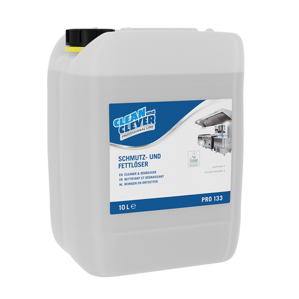 CLEAN and CLEVER Schmutz- und Fettlöser PRO 133 farblos, flüssig, pH: 10,9, 10 Liter, Konzentrat - Webstar - Hygiene- und Verbrauchsartikel - Medizin- und Pflegeprodukte - Kiosk- und Shopartikel - Fun Food Service - Schweiz - Articles d’hygiène et consommables - Produits médicaux et de soins - Produits de kiosque et de magasin - Fun Food Service - Suisse