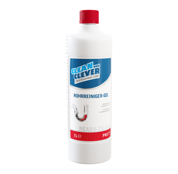 CLEAN and CLEVER Rohrreinger-Gel PRO 77 gelb, Gel, pH: 13 -13,7, chlorhaltig, 12 × 1 Liter, gebrauchsfertig - Webstar - Hygiene- und Verbrauchsartikel - Medizin- und Pflegeprodukte - Kiosk- und Shopartikel - Fun Food Service - Schweiz - Articles d’hygiène et consommables - Produits médicaux et de soins - Produits de kiosque et de magasin - Fun Food Service - Suisse