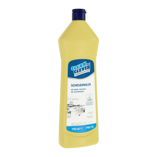 CLEAN and CLEVER Scheuermilch PRO 16 Zitrusduft, gebrochen weiss, viskos, pH: 7 - 10, 12 × 750 ml, gebrauchsfertig - Webstar - Hygiene- und Verbrauchsartikel - Medizin- und Pflegeprodukte - Kiosk- und Shopartikel - Fun Food Service - Schweiz - Articles d’hygiène et consommables - Produits médicaux et de soins - Produits de kiosque et de magasin - Fun Food Service - Suisse