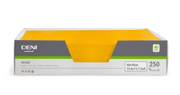 Deni meet Tischset Airlaid, 30 × 40 cm, mais - Webstar - Hygiene- und Verbrauchsartikel - Medizin- und Pflegeprodukte - Kiosk- und Shopartikel - Fun Food Service - Schweiz - Articles d’hygiène et consommables - Produits médicaux et de soins - Produits de kiosque et de magasin - Fun Food Service - Suisse